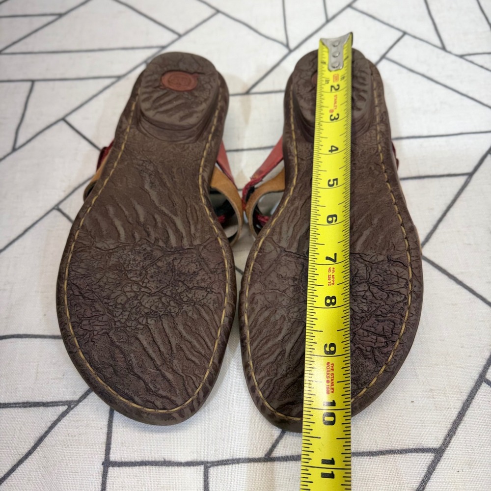 Born Leather Slide Sandals Size 9 Brown Red Braided Strappy Flat D28116 - Picture 7 of 8